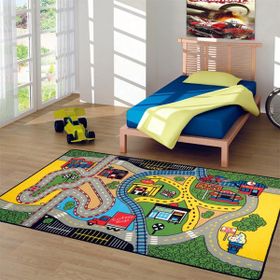 Confetti Race Yeşil 100x150 cm Çocuk Halısı