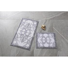 Confetti Shabby Damask 57x100-50x57 cm Gri Banyo Halısı
