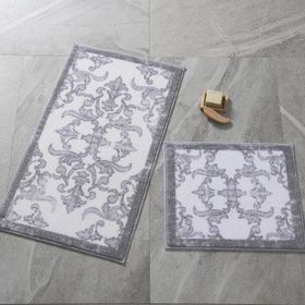 Confetti Shabby Damask 57x100-50x57 cm Gri Banyo Halısı