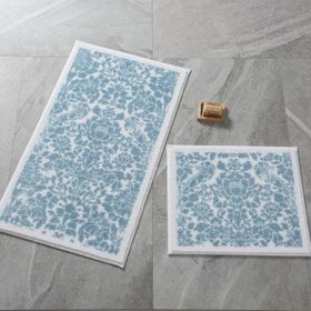 Confetti Stencil Antik 57x100-50x57 cm Mavi Banyo Halısı