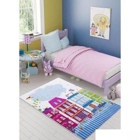 Confetti Sweet Home Oymalı Pembe 100x150 cm Çocuk Halısı