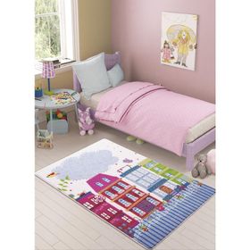 Confetti Sweet Home Oymalı Pembe 100x150 cm Çocuk Halısı