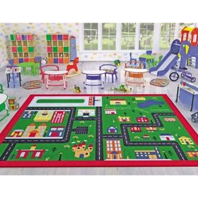 Confetti Town Anaokulu Araba Yarışı 133x190 cm Çocuk Odası Halısı