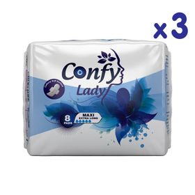 Confy Lady 8 Adet 3 Paket Extralong Maxi Hijyenik Ped