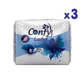 Confy Lady 8 Adet 3 Paket Extralong Maxi Hijyenik Ped