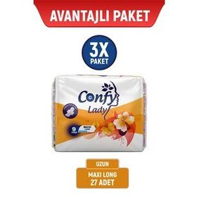 Confy Lady 9 Adet 3 Paket Long Maxi Hijyenik Ped