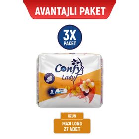 Confy Lady 9 Adet 3 Paket Long Maxi Hijyenik Ped
