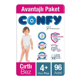 Confy Premium No:4+ Maxi Plus 96 Adet Bebek Bezi