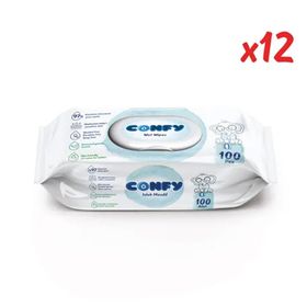 Confy Premium Soft Care 100 Adet 12 Paket 1200 Yaprak Islak Mendil