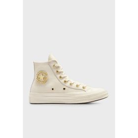 Converse A12555C 286 Chuck 70 Logolu Gold Detaylı Krem Kadın Sneaker