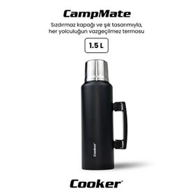 Cooker 1.5 lt Siyah Kulplu Paslanmaz Çelik Termos