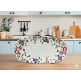 Cooker Çiçek Desenli 6QK6L34WVY Porselen 2' li Kayık Tabak
