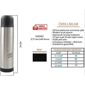 Cooker CKR-2002 Siyah 750 ml Çelik Termos