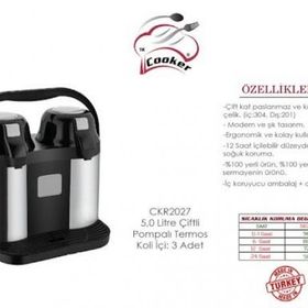 Cooker CKR-2027 5 lt Çiftli Çelik Pompalı Termos