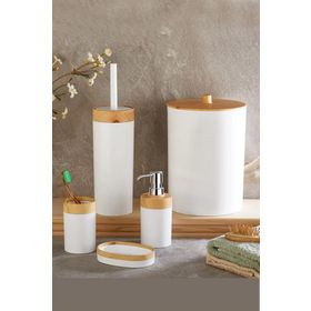 Cooker CKR3194 Mailine 5'li Soft Ahşap Görünümlü Akrilik Yuvarlak Banyo Seti
