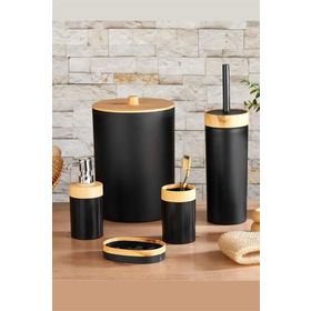 Cooker CKR3194 Mailine 5'li Soft Ahşap Görünümlü Akrilik Yuvarlak Banyo Seti