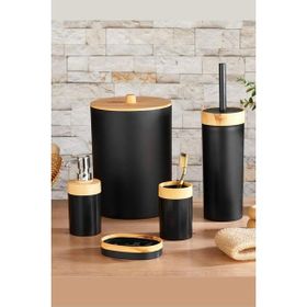 Cooker CKR3194 Mailine 5'li Soft Ahşap Görünümlü Akrilik Yuvarlak Banyo Seti