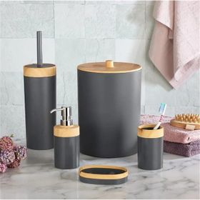Cooker CKR3194 Mailine 5'li Soft Ahşap Görünümlü Akrilik Yuvarlak Banyo Seti
