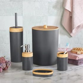 Cooker CKR3194 Mailine 5'li Soft Ahşap Görünümlü Akrilik Yuvarlak Banyo Seti