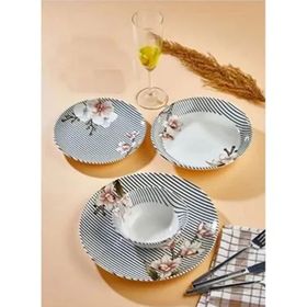 Cooker CKR4052 24 Parça Porselen Çiçek Baskılı Yemek Tabağı Seti