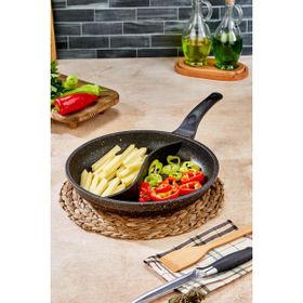 Cooker Lüks Özel Seri Siyah 32 cm Döküm Granit 2 Bölmeli Tava