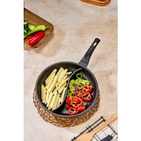 Cooker Lüks Özel Seri Siyah 32 cm Döküm Granit 2 Bölmeli Tava