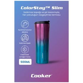 Cooker YK1020 Pembe - Mavi 500 ml Mug Çelik Termos