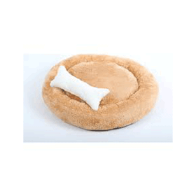 Cookie Pet 50 x 50 cm Hardal-Turuncu Sherpa Polar Yıkanabilir Yuvarlak Köpek Kedi Yatağı