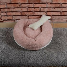Cookie Pet 60 cm Açık Pudra Sherpa Polar Yıkanabilir Yuvarlak Köpek Kedi Yatağı