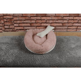 Cookie Pet 60 x 60 cm Açık Pudra Sherpa Polar Yıkanabilir Yuvarlak Köpek Kedi Yatağı