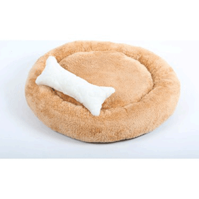 Cookie Pet 60 x 60 cm Hardal-Turuncu Sherpa Polar Yıkanabilir Yuvarlak Köpek Kedi Yatağı