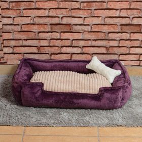 Cookie Pet 70x50 cm Mürdüm Bej Dolgulu Kedi Köpek Yuvası