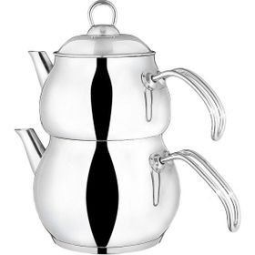 Cookina Plus Ege Gümüş Metal Kulp Orta Boy Çaydanlık Seti