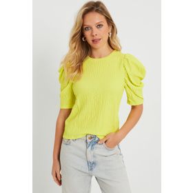 Cool & Sexy AYD282 Neon Sarı Kadın Bürümcük Kadın Bluz