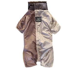 Cool Suit Xs Su Geçirmez Boynu Kürklü Kahverengi Patchwork Köpek Kıyafeti