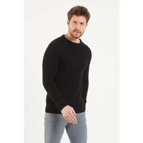Cool Tarz CT0042 Siyah Nevrüllü Bisiklet Yaka Triko Erkek Kazak