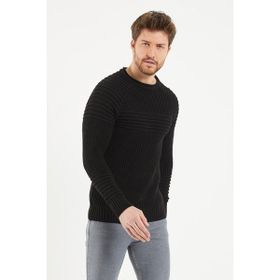 Cool Tarz CT0042 Siyah Nevrüllü Bisiklet Yaka Triko Erkek Kazak