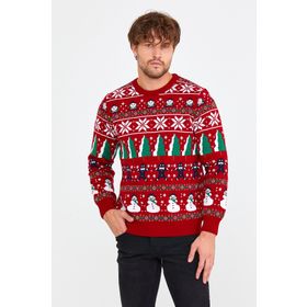 Cool Tarz CTRZ1907 Kırmızı Yeşil Christmas Erkek Yılbaşı Kazağı