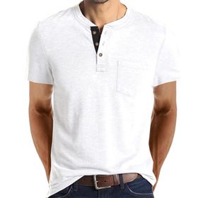 Cooleep Henley Pamuk Kısa Kol Beyaz Erkek T-shirt