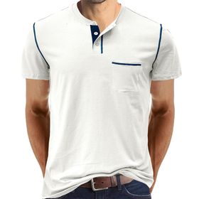 Cooleep Henley Pamuk Kısa Kol Beyaz Erkek T-shirt