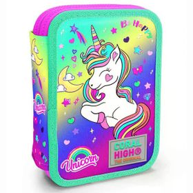 Coral High 11129 Mor Yeşil Unicorn Desenli Kalem Kutusu