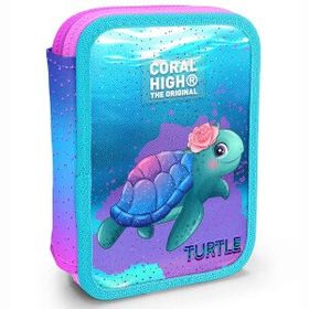 Coral High 11134 Pembe Mavi Kaplumbağa Desenli Kalem Kutusu