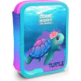 Coral High 11134 Pembe Mavi Kaplumbağa Desenli Kalem Kutusu