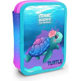 Coral High 11134 Pembe Mavi Kaplumbağa Desenli Kalem Kutusu