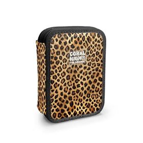 Coral High 11147 Kahverengi Leopar Desenli Çift Katlı Kalem Çanta