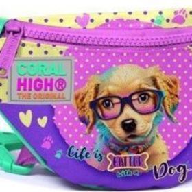 Coral High 11504 Kids Sarı Pembe Sevimli Köpek Desenli Bel Çantası