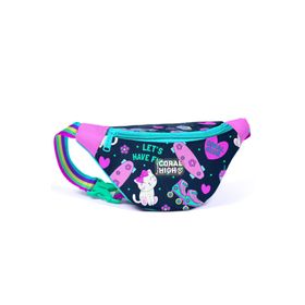Coral High 11534 Kids Lacivert Pembe Kedili Paten Desenli Bel Çantası
