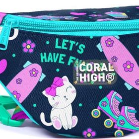 Coral High 11534 Kids Lacivert Pembe Kedili Paten Desenli Bel Çantası