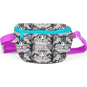 Coral High 11546 Gri Kedi Desenli Bel Çantası