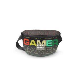 Coral High 11548 Siyah Gri Gamer Desenli Bel Çantası